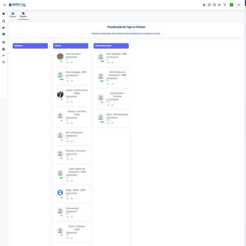 Kanban Integrado - Plataforma para WhatsApp com Múltiplos Atendentes - NimoChat